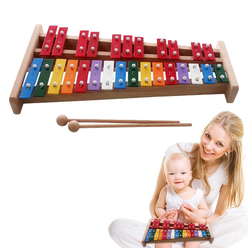 Kids Toys Xylophone - 27-notowy ksylofon dzwonek ręczny kolorowe perkusyjne