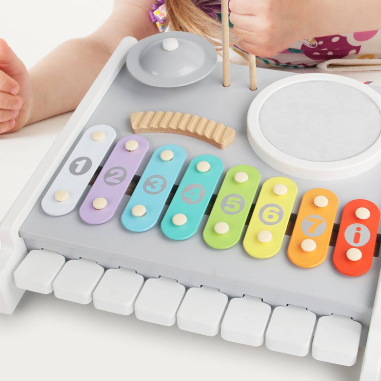 Kids Toys Xylophone - Zabawka pianino-ksylofon-bębenek z pałeczkami, zabawka ksylofon,