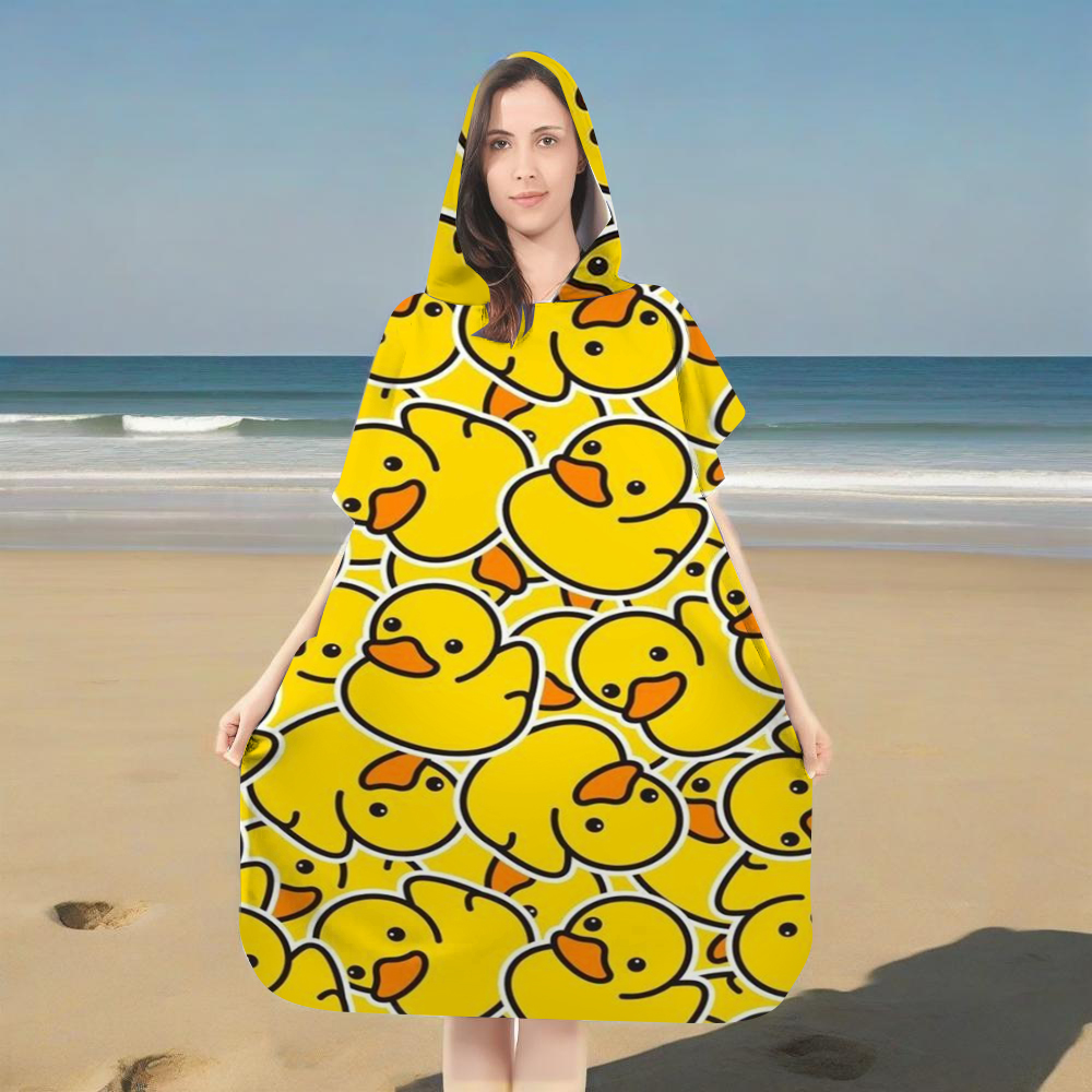Rubber Duck Bath - Uroczy ręcznik plażowy z kapturem z