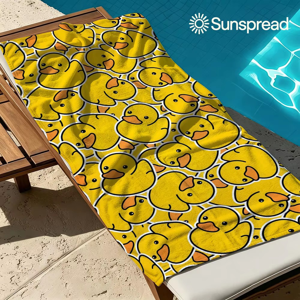 Rubber Duck Bath - Szybkoschnący żółty ręcznik plażowy z gumową