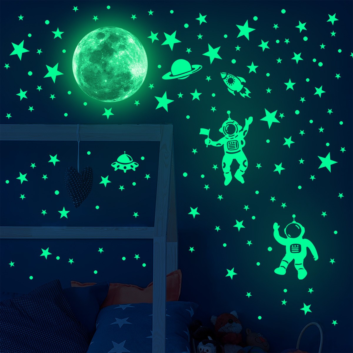 Glow In Dark Stars - Świecące naklejki ścienne z gwiazdami księżyca